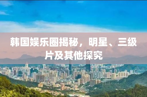 韩国娱乐圈揭秘，明星、三级片及其他探究