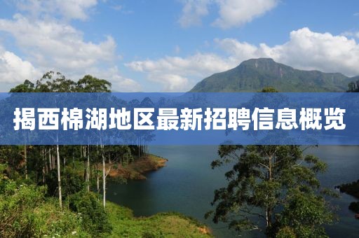 揭西棉湖地区最新招聘信息概览