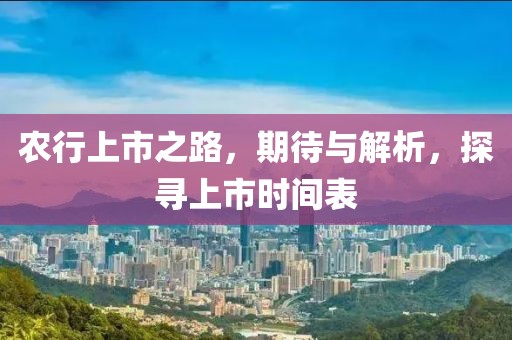 农行上市之路，期待与解析，探寻上市时间表