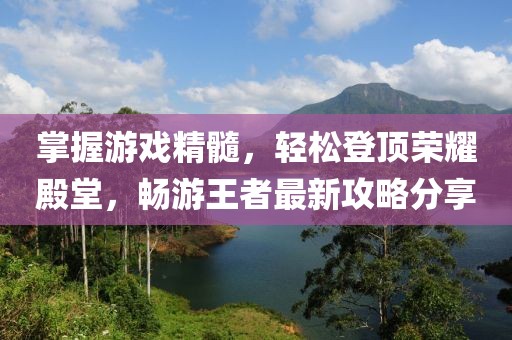 掌握游戏精髓，轻松登顶荣耀殿堂，畅游王者最新攻略分享