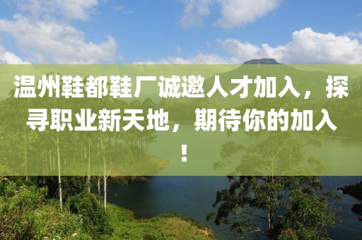 温州鞋都鞋厂诚邀人才加入，探寻职业新天地，期待你的加入！