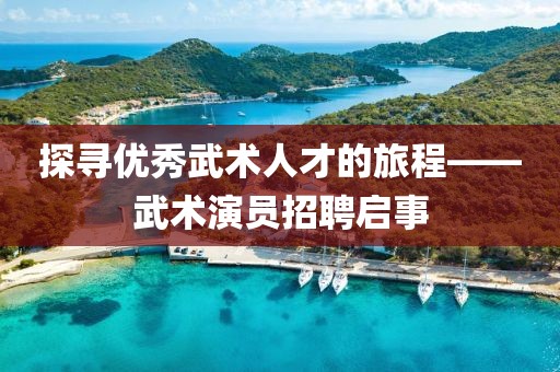 探寻优秀武术人才的旅程——武术演员招聘启事