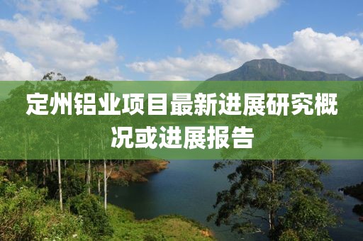 定州铝业项目最新进展研究概况或进展报告