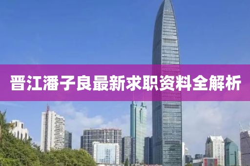 晋江潘子良最新求职资料全解析