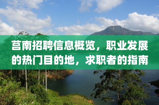 莒南招聘信息概览，职业发展的热门目的地，求职者的指南
