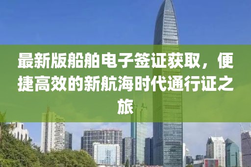 最新版船舶电子签证获取，便捷高效的新航海时代通行证之旅