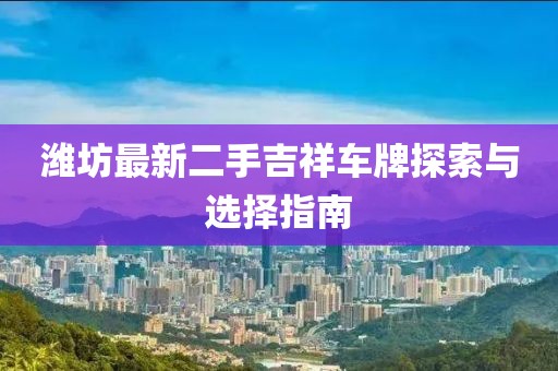潍坊最新二手吉祥车牌探索与选择指南