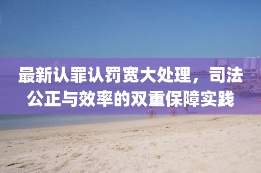 最新认罪认罚宽大处理，司法公正与效率的双重保障实践
