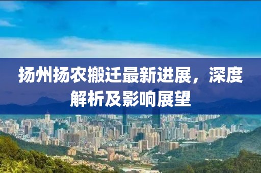 扬州扬农搬迁最新进展，深度解析及影响展望