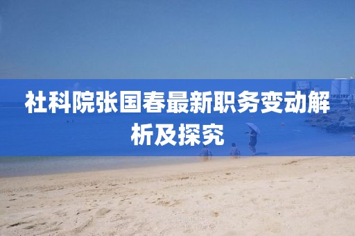 社科院张国春最新职务变动解析及探究