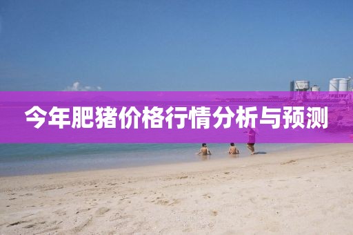 今年肥猪价格行情分析与预测
